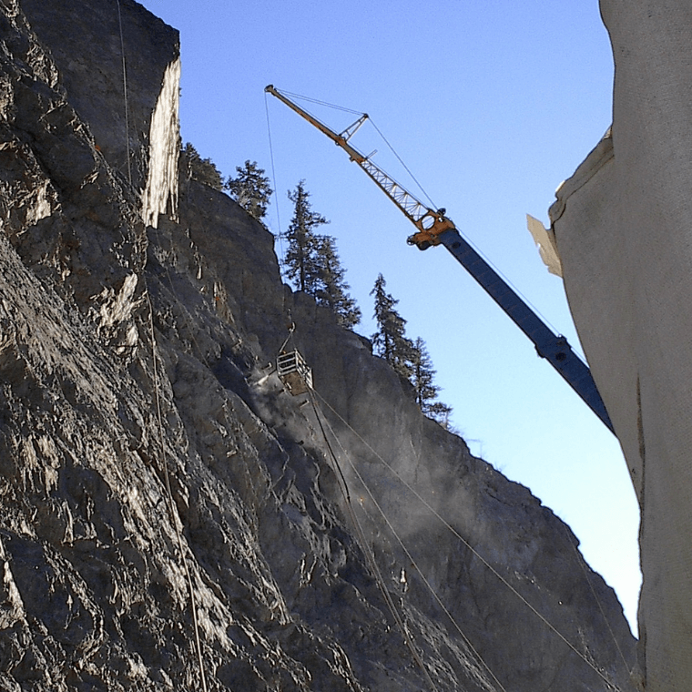 Slope stabilization from a man basket for CP Rail